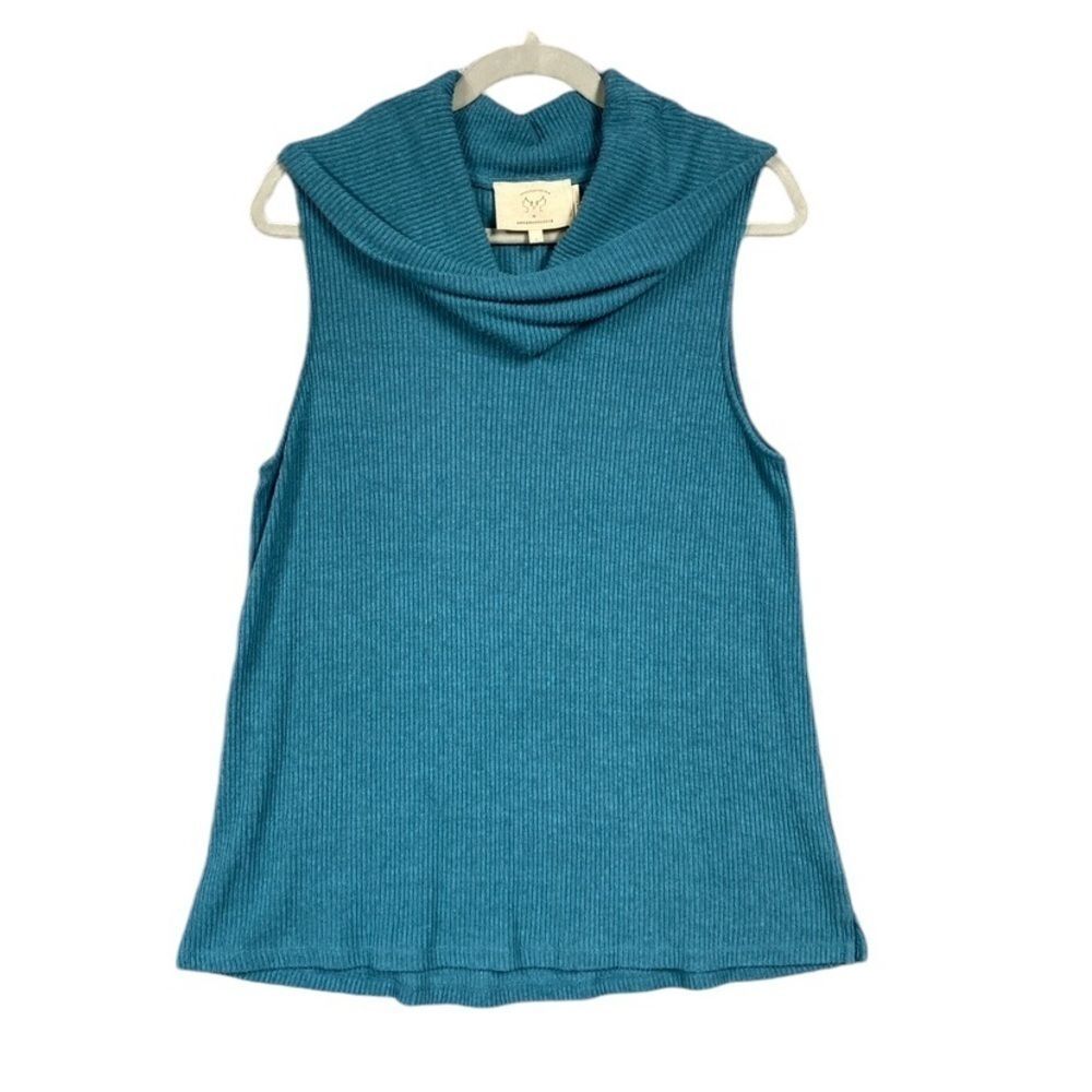 Vanessa Virginia Anthropologie Rib Knit Cowl Neck Sweater Tank Womens Size Large